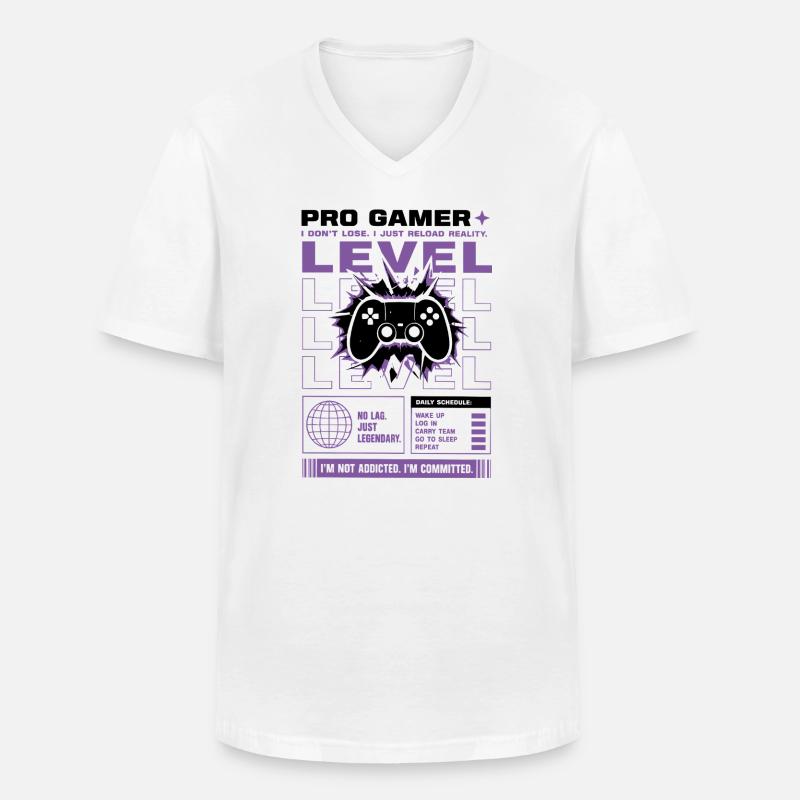 Pro Gamer Level Up Controller Design - Männer-T-Shirt mit V-Ausschnitt - Weiß
