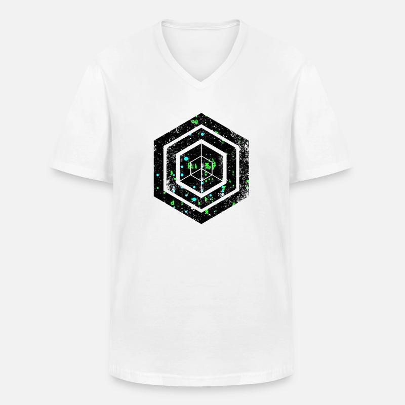 hexagon programming programmer coding geometric - Men's V-Neck T-Shirt - white