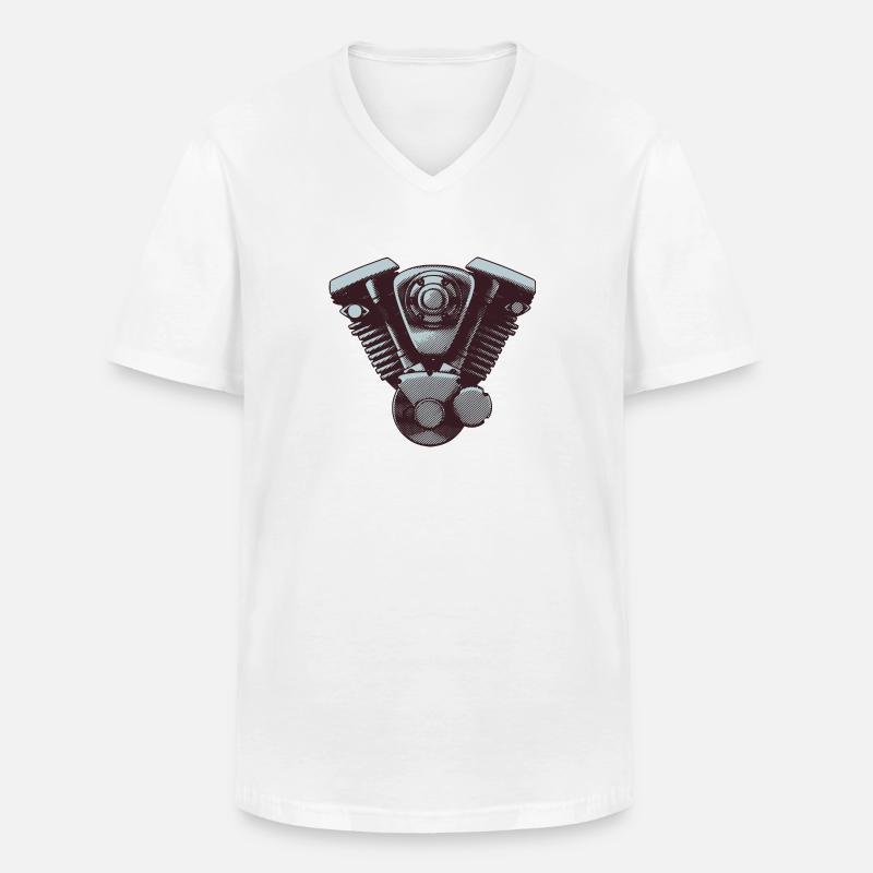 Motorrad Motor - Männer-T-Shirt mit V-Ausschnitt - Weiß