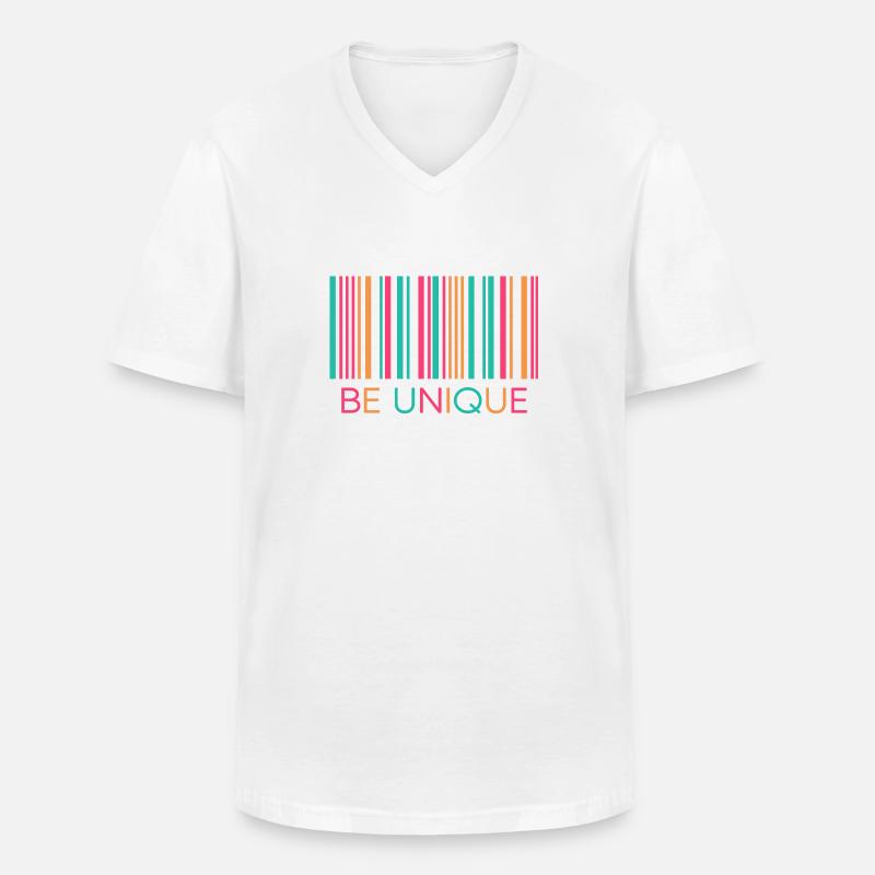 einzelstück unique barcode lgbt unikat - Männer-T-Shirt mit V-Ausschnitt - Weiß