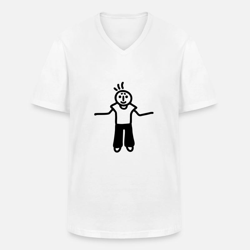 Strichmännchen egal - Männer-T-Shirt mit V-Ausschnitt - Weiß