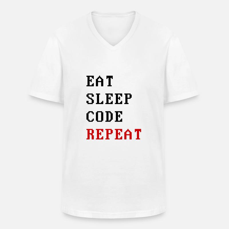 eat sleep code repeat - Männer-T-Shirt mit V-Ausschnitt - Weiß