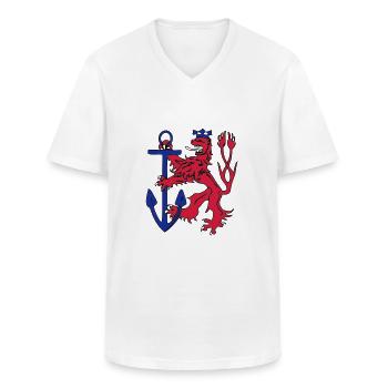Düsseldorfer Löwe - Männer-T-Shirt mit V-Ausschnitt - Weiß - Vorne - AI Model Male 185 light (185cm)