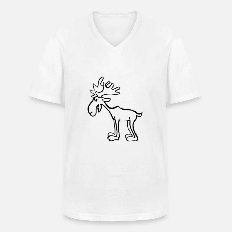 Elch - Männer-T-Shirt mit V-Ausschnitt - Weiß