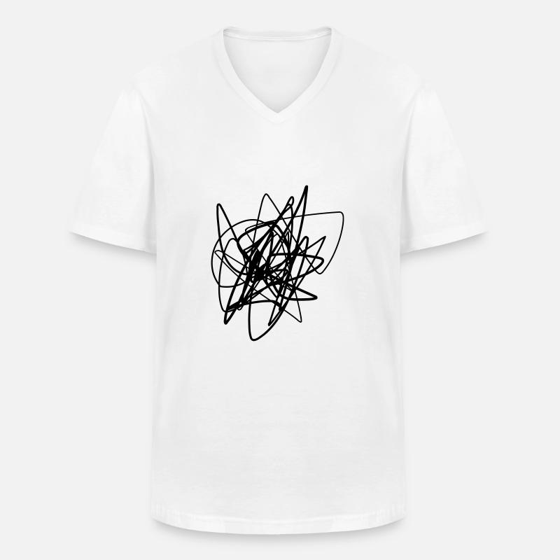 Scribbled chaotic strokes pattern - Men's V-Neck T-Shirt - white
