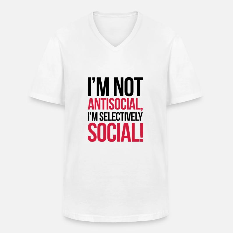 Antisocial - Männer-T-Shirt mit V-Ausschnitt - Weiß