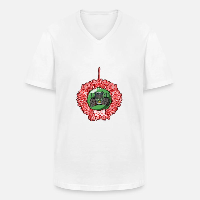 Weihnachtskranz Grün Traktor 512 - Männer-T-Shirt mit V-Ausschnitt - Weiß