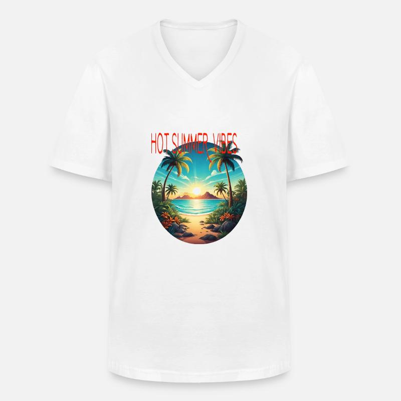 hot summer vibes - Männer-T-Shirt mit V-Ausschnitt - Weiß
