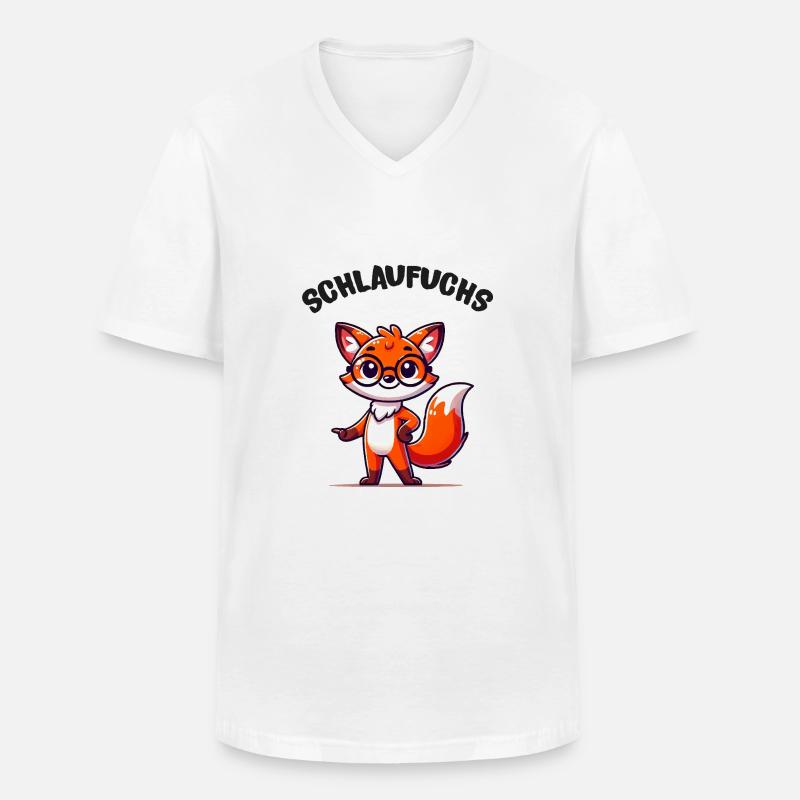 fuchs schlau - Männer-T-Shirt mit V-Ausschnitt - Weiß
