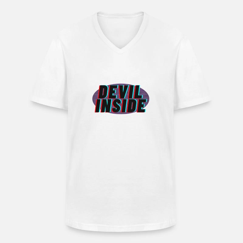Devil Inside Vol 2 - Männer-T-Shirt mit V-Ausschnitt - Weiß