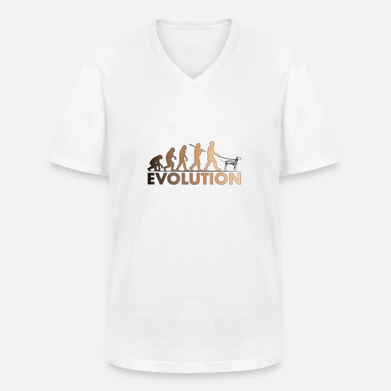 Dalmatiner Evolution Brown - Männer-T-Shirt mit V-Ausschnitt - Weiß