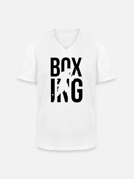 boxe - T-shirt col V Homme - blanc