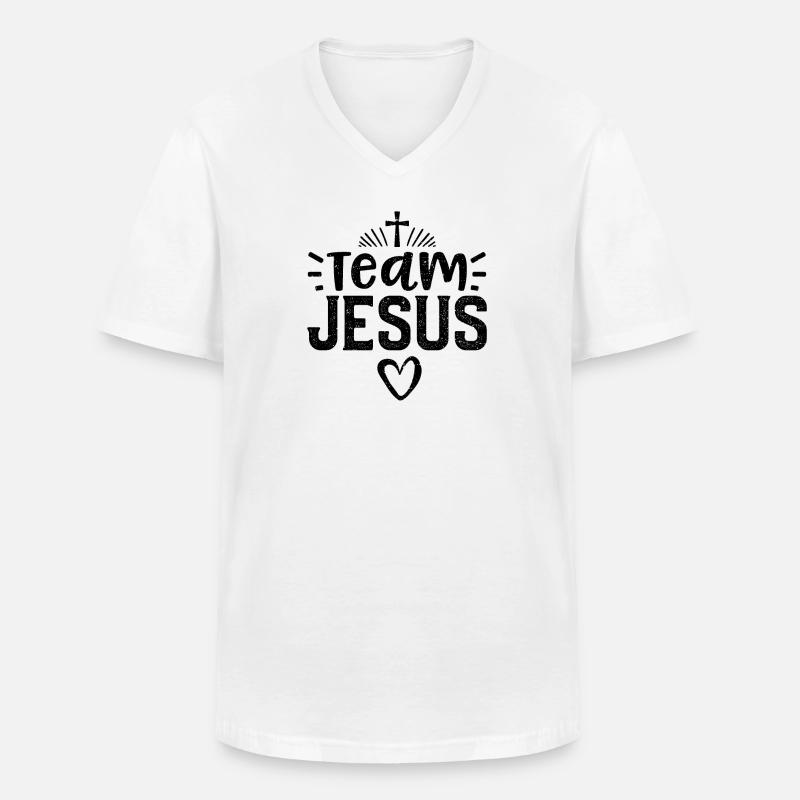 Team Jesus - Jesus - Männer-T-Shirt mit V-Ausschnitt - Weiß