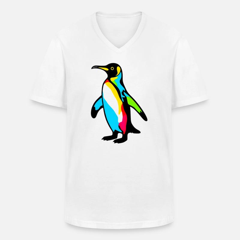 Pinguin - Männer-T-Shirt mit V-Ausschnitt - Weiß