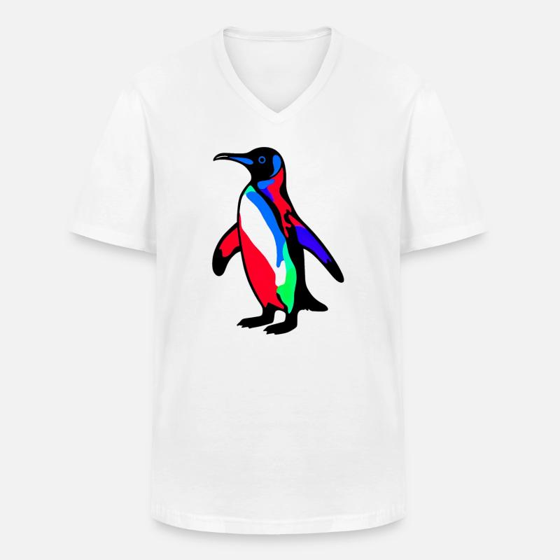 Pinguin - Männer-T-Shirt mit V-Ausschnitt - Weiß