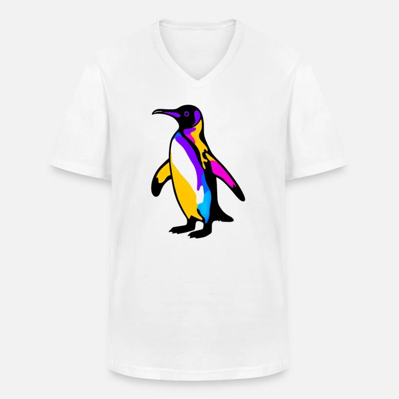 Pinguin - Männer-T-Shirt mit V-Ausschnitt - Weiß