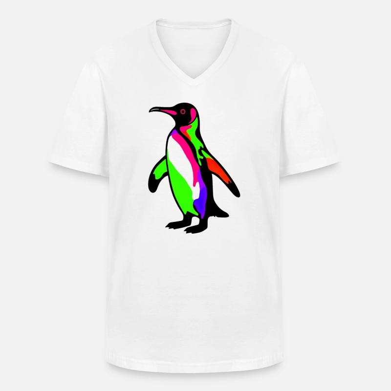 Pinguin - Männer-T-Shirt mit V-Ausschnitt - Weiß