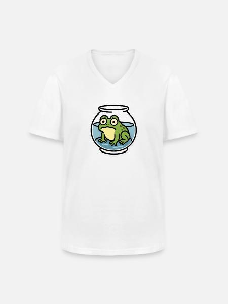 Frog in a Bowl - Men's V-Neck T-Shirt - white