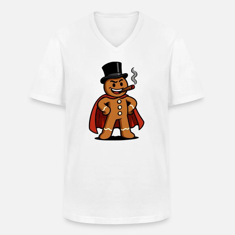 Lebkuchenheld mit Zigarre - Männer-T-Shirt mit V-Ausschnitt - Weiß