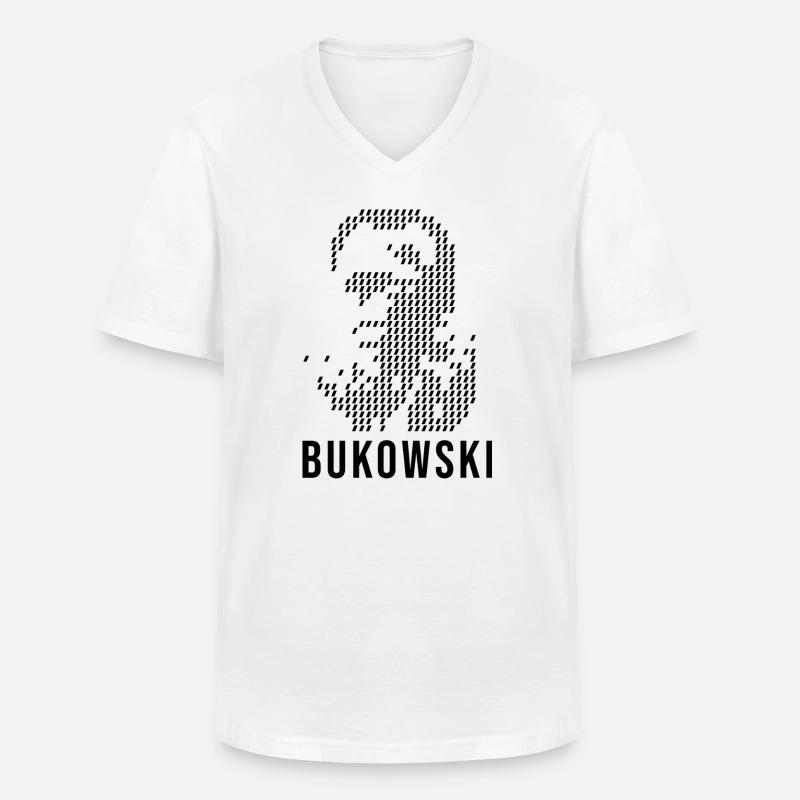 Charles Bukowskis geometrisches Designporträt - Männer-T-Shirt mit V-Ausschnitt - Weiß