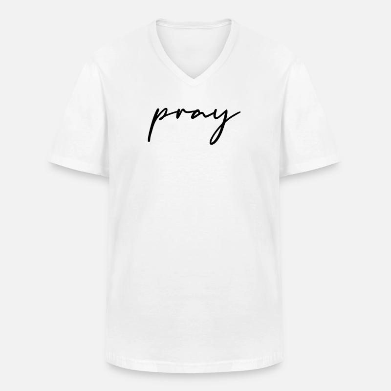 PRAY HANDGESCHRIEBEN - Männer-T-Shirt mit V-Ausschnitt - Weiß