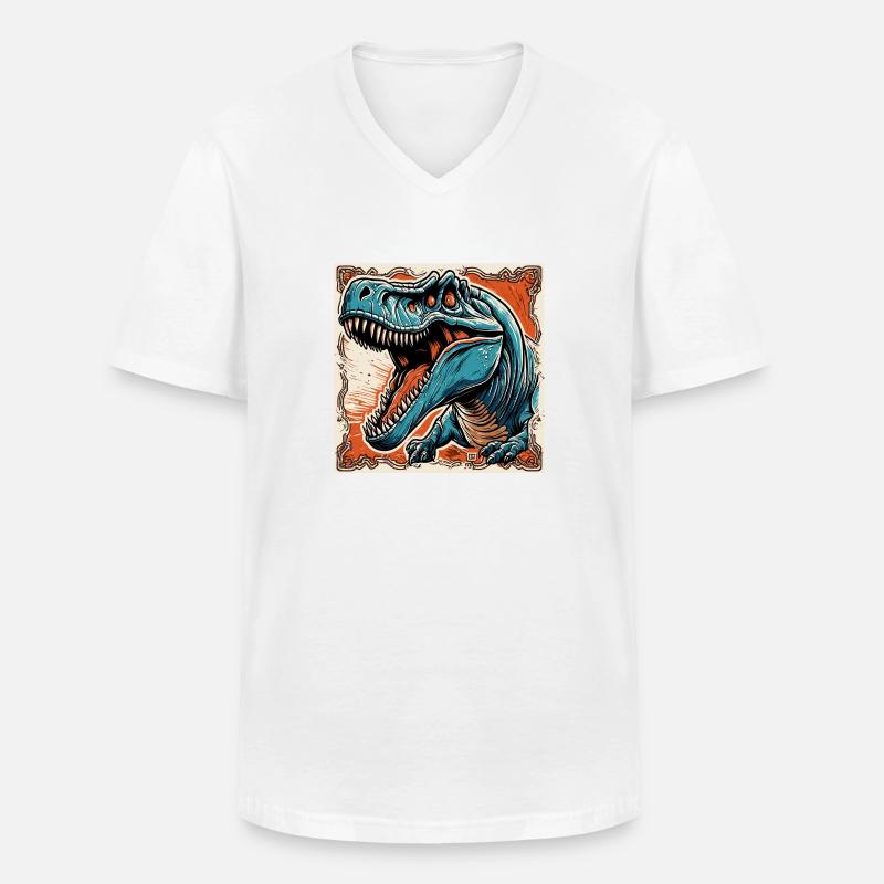 Dinosaurier / Tier / Urzeit / Reptil / Jungs - Männer-T-Shirt mit V-Ausschnitt - Weiß
