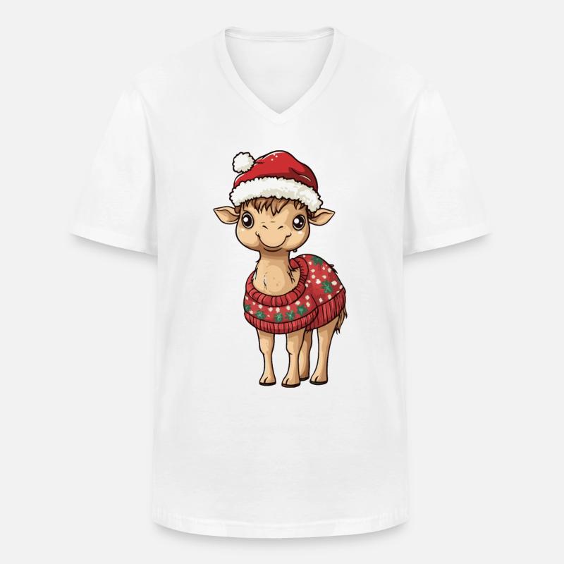 Kamel Weihnachten Comic - Männer-T-Shirt mit V-Ausschnitt - Weiß