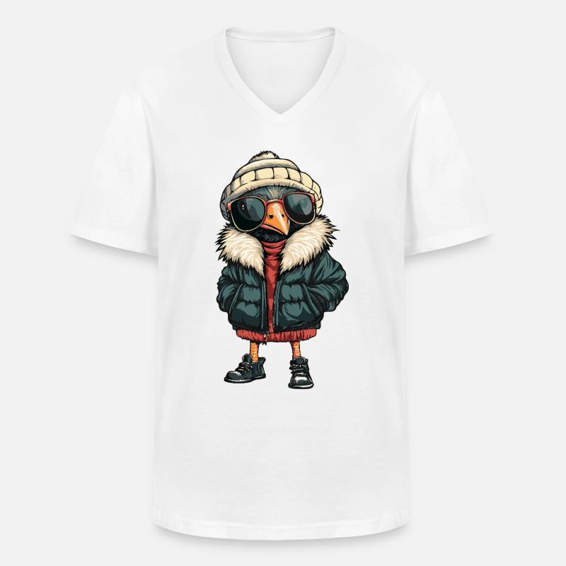 Strauß Cool Comic - Männer-T-Shirt mit V-Ausschnitt - Weiß