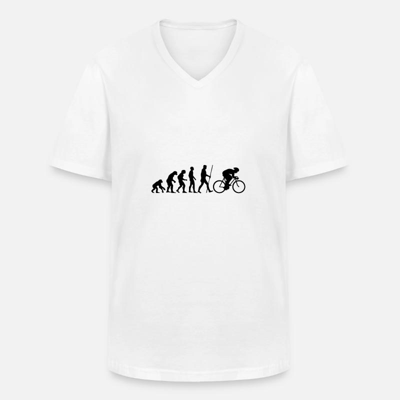 Evolution Rennrad als Geschenk - Männer-T-Shirt mit V-Ausschnitt - Weiß