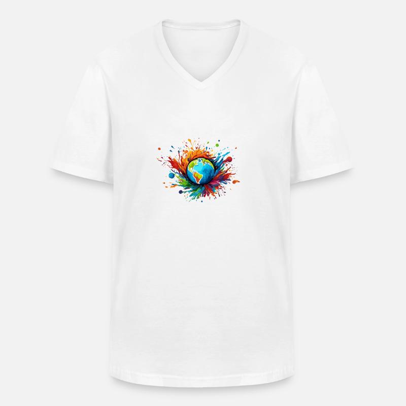 Planets / Solar System / Space / Galaxy - Men's V-Neck T-Shirt - white