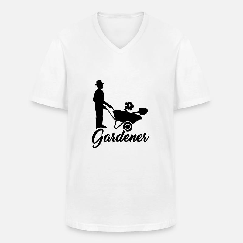 Gärtner - Männer-T-Shirt mit V-Ausschnitt - Weiß