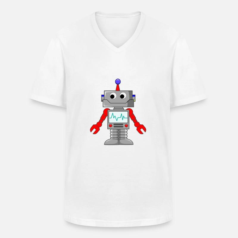 Roboter - Androide - Comic - Männer-T-Shirt mit V-Ausschnitt - Weiß