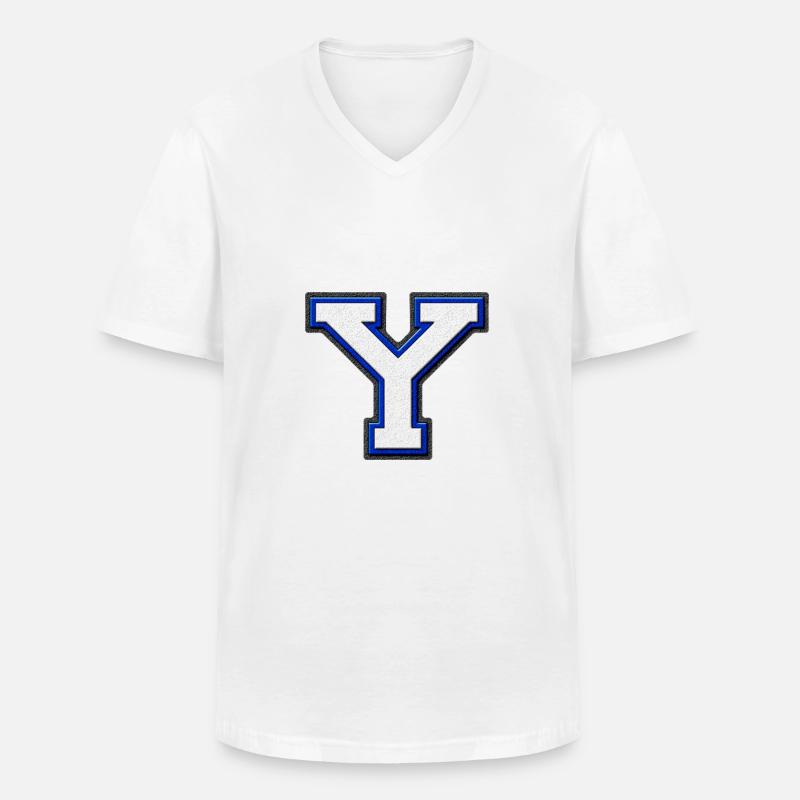 Varsity Y Yale - Männer-T-Shirt mit V-Ausschnitt - Weiß