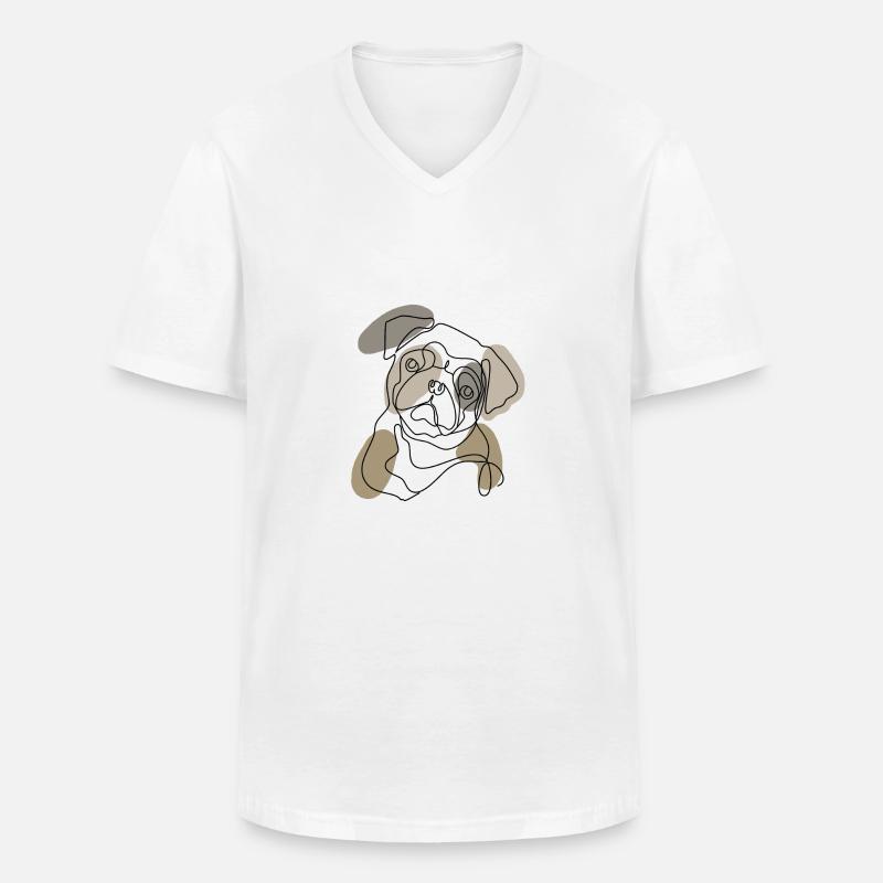 MOPS EINE ZEILE - Männer-T-Shirt mit V-Ausschnitt - Weiß
