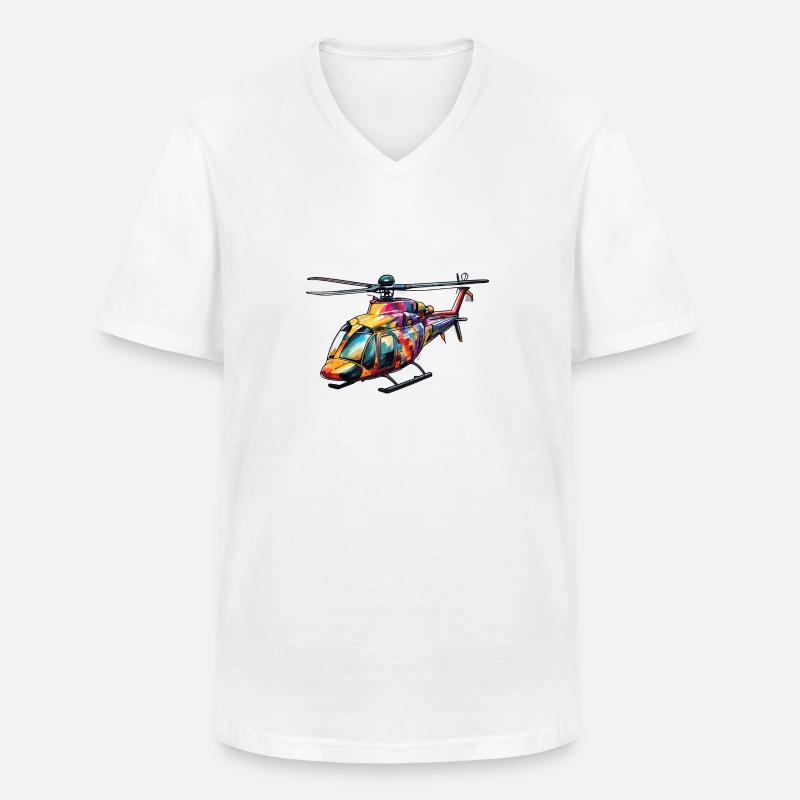 Helikopter / Hubschrauber / fliegen / Luftfahrt - Männer-T-Shirt mit V-Ausschnitt - Weiß