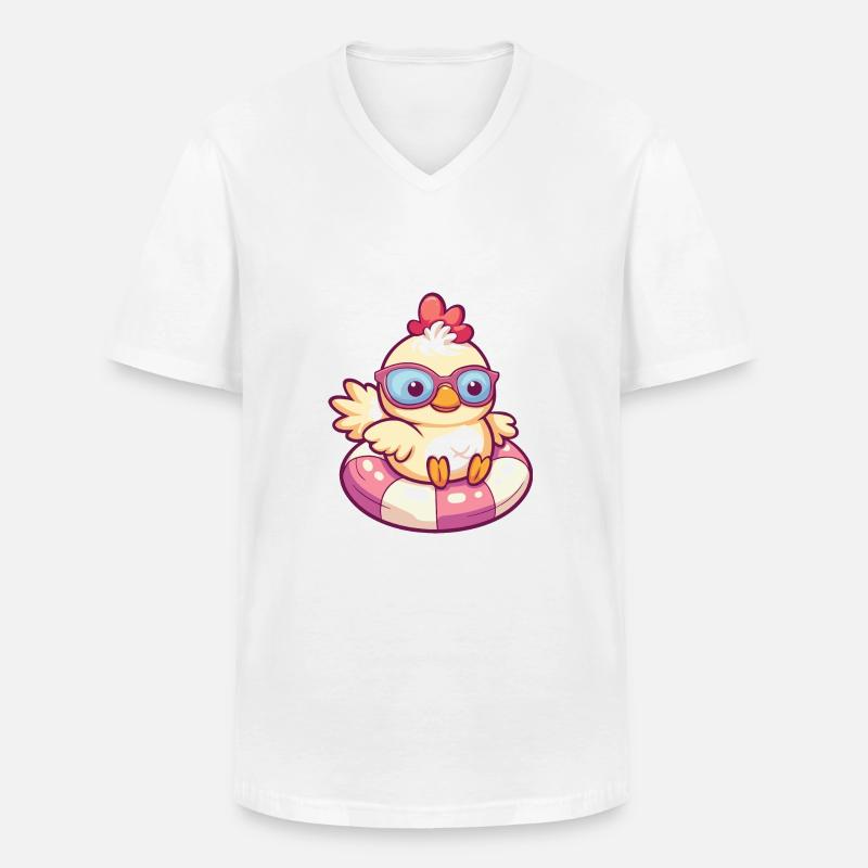 Huhn Sommer Comic - Männer-T-Shirt mit V-Ausschnitt - Weiß