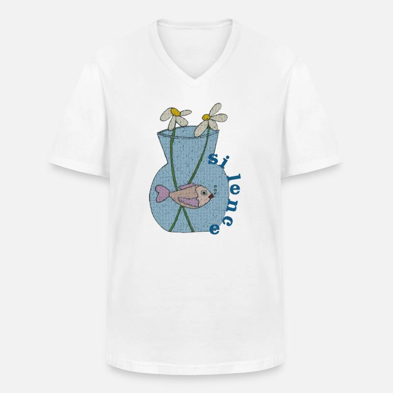 fisch im glas gewebe - Männer-T-Shirt mit V-Ausschnitt - Weiß
