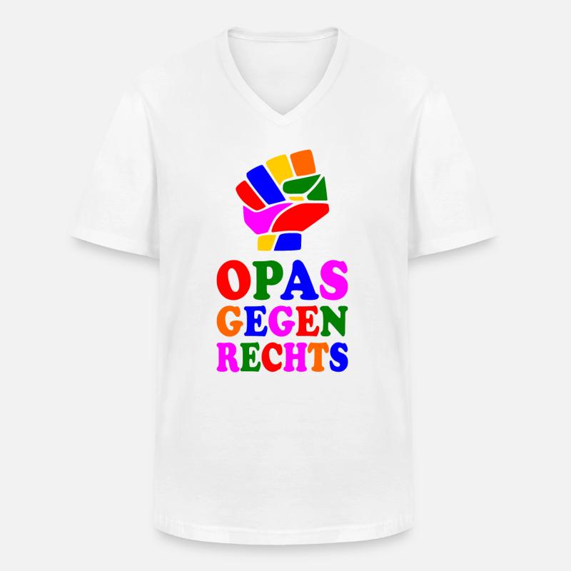 Opas gegen rechts - Männer-T-Shirt mit V-Ausschnitt - Weiß