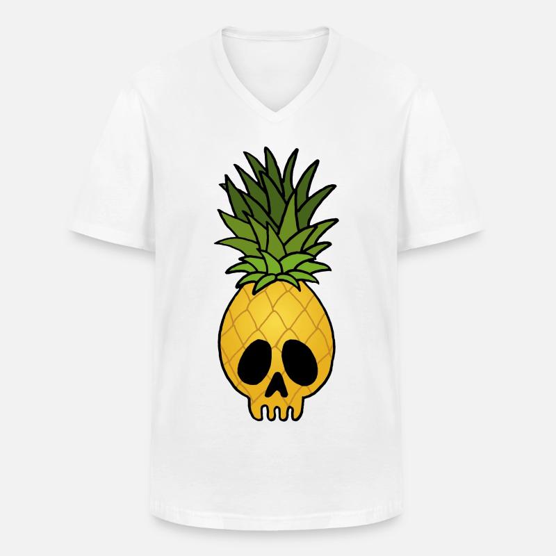 Ananas-Schädel - Männer-T-Shirt mit V-Ausschnitt - Weiß