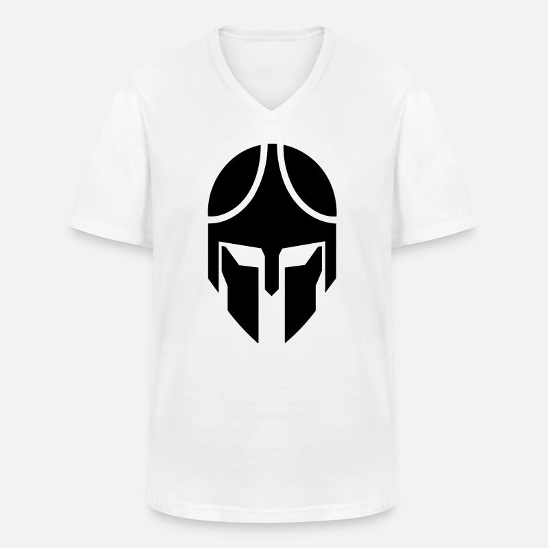Spartanischer Helm - Männer-T-Shirt mit V-Ausschnitt - Weiß