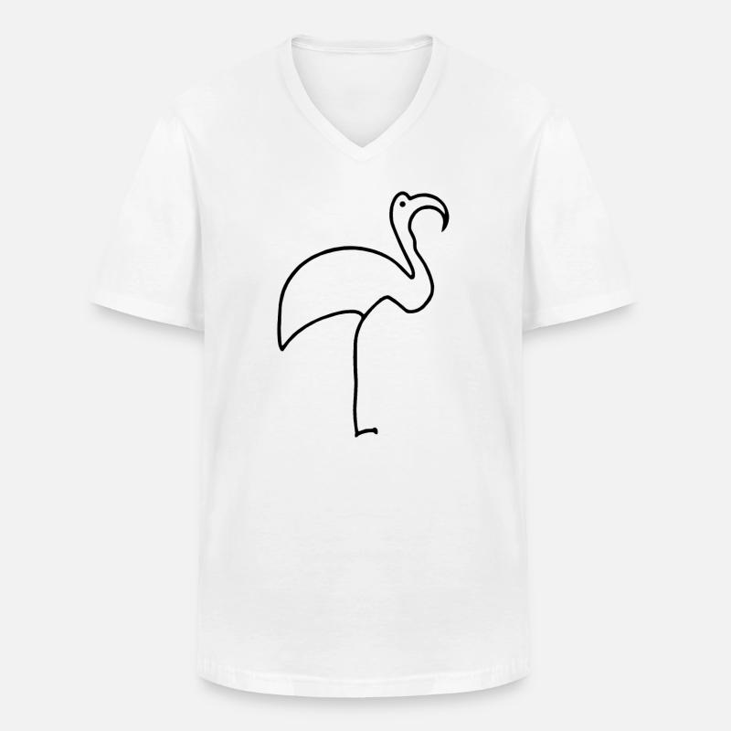 Flamingo - Männer-T-Shirt mit V-Ausschnitt - Weiß