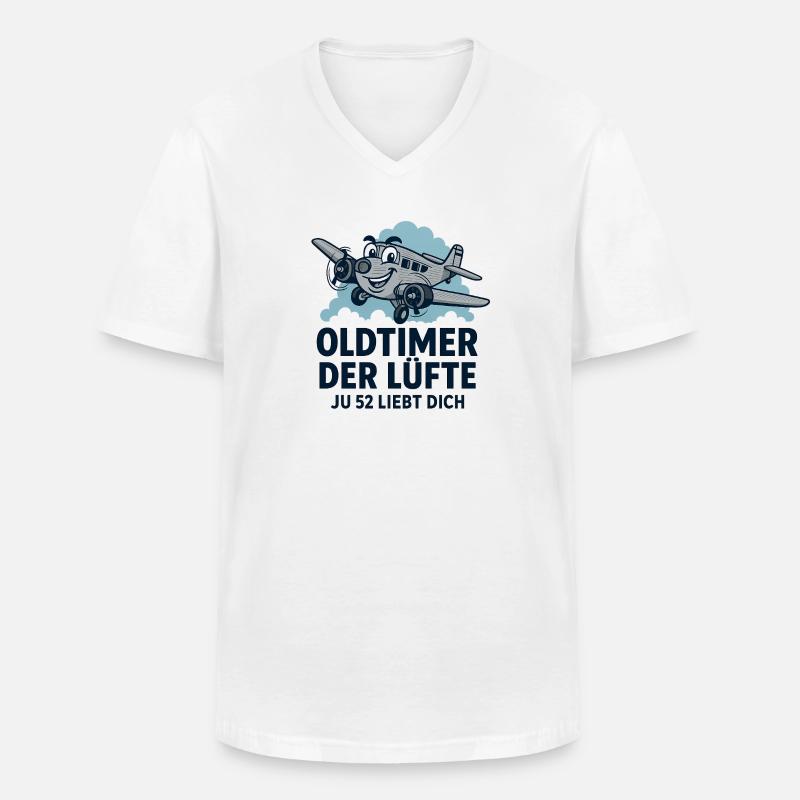 Oldtimer der Lüfte Ju52 - Männer-T-Shirt mit V-Ausschnitt - Weiß
