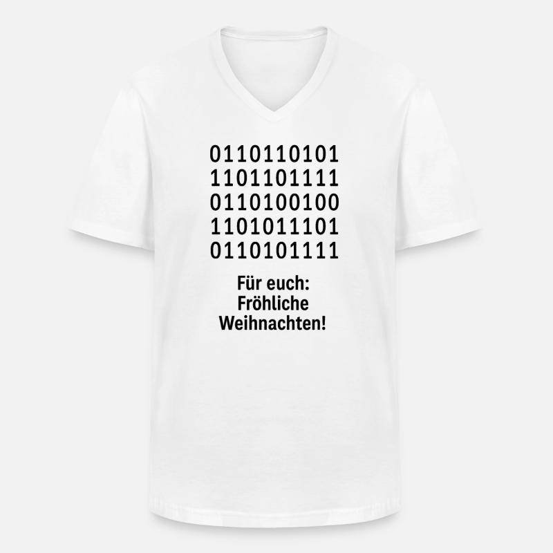 Christmas Code Binary Pattern - Men's V-Neck T-Shirt - white