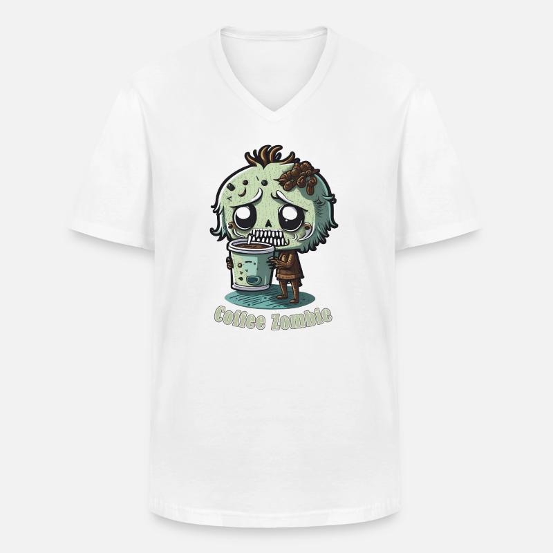 Kaffeemonster  - Koffein Zombie - Morgenmuffel - Männer-T-Shirt mit V-Ausschnitt - Weiß