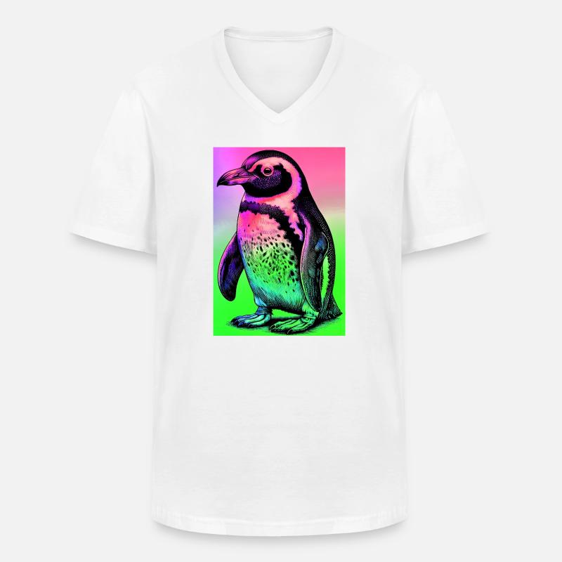 Pinguin - Männer-T-Shirt mit V-Ausschnitt - Weiß