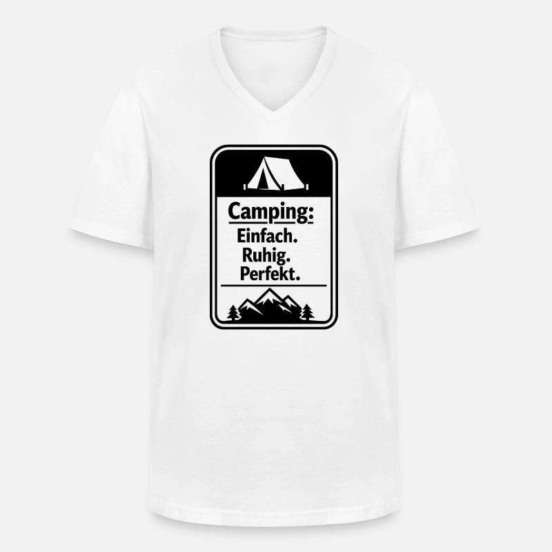Camping - Männer-T-Shirt mit V-Ausschnitt - Weiß
