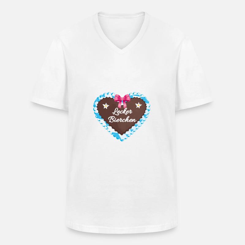 Lebkuchenherz, Herz, Bierchen, Bier - Männer-T-Shirt mit V-Ausschnitt - Weiß