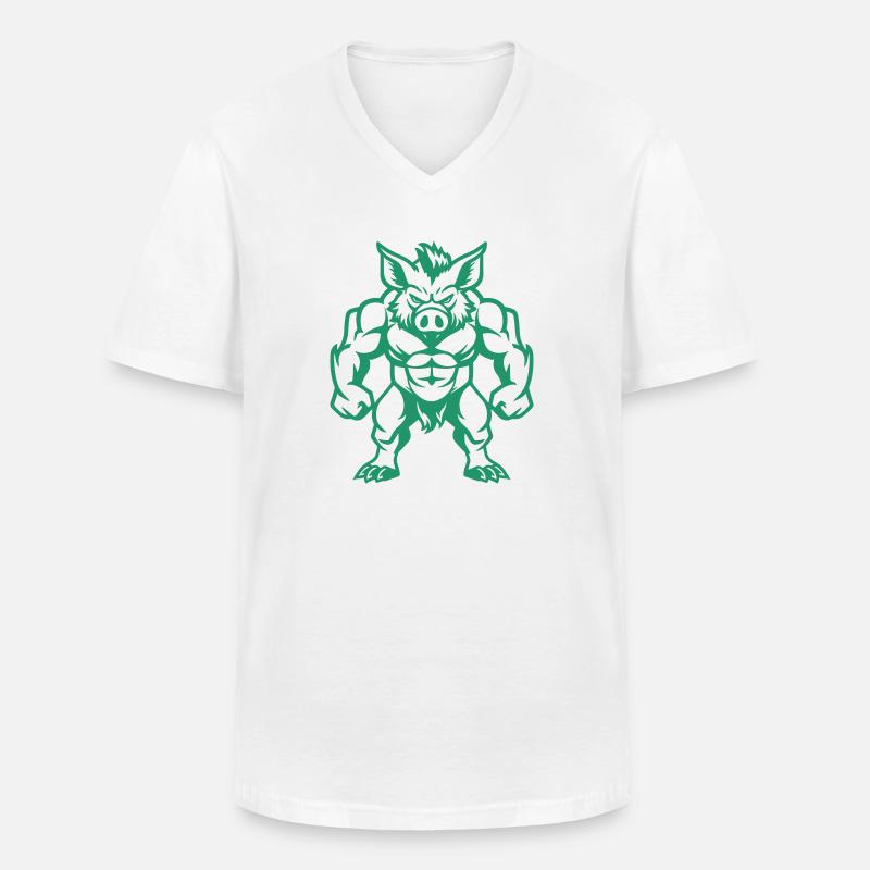 wildschwein comic - Männer-T-Shirt mit V-Ausschnitt - Weiß