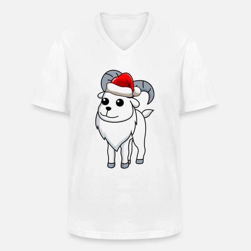 Bergziege Comic Weihnachten - Männer-T-Shirt mit V-Ausschnitt - Weiß