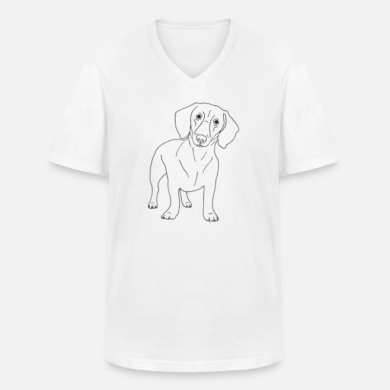 Dackel - Männer-T-Shirt mit V-Ausschnitt - Weiß